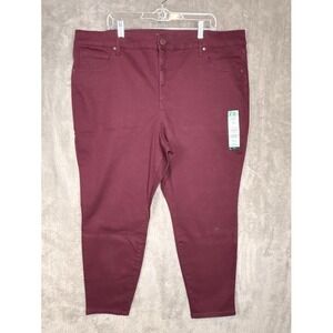 Terra & Sky Darkest Plum High Rise Skinny Jeans Womens 24W Petite Burgundy Plus